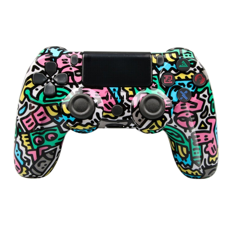 For PS4 Wireless Bluetooth Game Controller With Light Strip Dual Vibration Game Handle, White, Black, Red, Blue, Green, Rose Red, Letter, Line, Fire Ghost, Cartoon, Hulk, Skeleton, Gear, Lightning, Flame, Cloud, Burst, Wood Grain, Star Red             ...