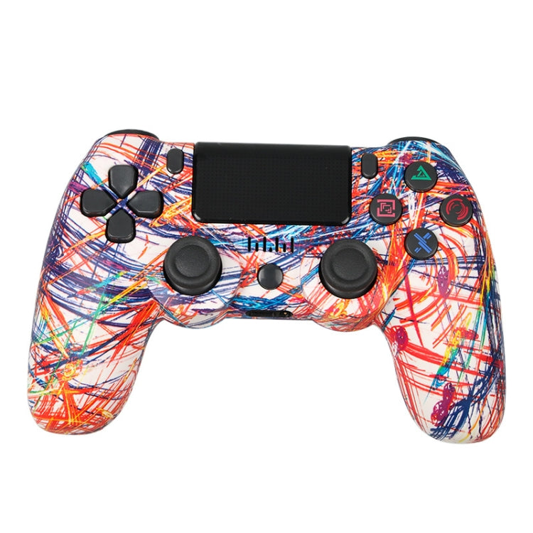 For PS4 Wireless Bluetooth Game Controller With Light Strip Dual Vibration Game Handle, White, Black, Red, Blue, Green, Rose Red, Letter, Line, Fire Ghost, Cartoon, Hulk, Skeleton, Gear, Lightning, Flame, Cloud, Burst, Wood Grain, Star Red             ...