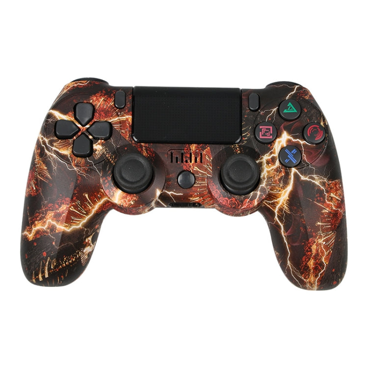 For PS4 Wireless Bluetooth Game Controller With Light Strip Dual Vibration Game Handle, White, Black, Red, Blue, Green, Rose Red, Letter, Line, Fire Ghost, Cartoon, Hulk, Skeleton, Gear, Lightning, Flame, Cloud, Burst, Wood Grain, Star Red             ...