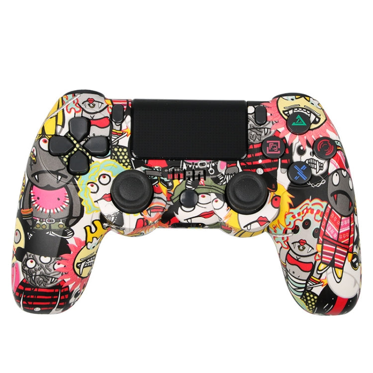 For PS4 Wireless Bluetooth Game Controller With Light Strip Dual Vibration Game Handle, White, Black, Red, Blue, Green, Rose Red, Letter, Line, Fire Ghost, Cartoon, Hulk, Skeleton, Gear, Lightning, Flame, Cloud, Burst, Wood Grain, Star Red             ...