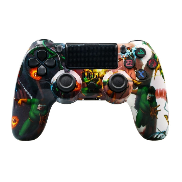 For PS4 Wireless Bluetooth Game Controller With Light Strip Dual Vibration Game Handle, White, Black, Red, Blue, Green, Rose Red, Letter, Line, Fire Ghost, Cartoon, Hulk, Skeleton, Gear, Lightning, Flame, Cloud, Burst, Wood Grain, Star Red             ...