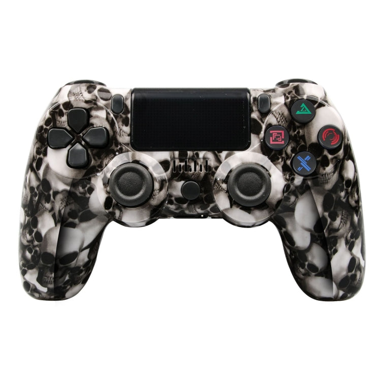 For PS4 Wireless Bluetooth Game Controller With Light Strip Dual Vibration Game Handle, White, Black, Red, Blue, Green, Rose Red, Letter, Line, Fire Ghost, Cartoon, Hulk, Skeleton, Gear, Lightning, Flame, Cloud, Burst, Wood Grain, Star Red             ...