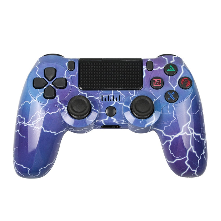 For PS4 Wireless Bluetooth Game Controller With Light Strip Dual Vibration Game Handle, White, Black, Red, Blue, Green, Rose Red, Letter, Line, Fire Ghost, Cartoon, Hulk, Skeleton, Gear, Lightning, Flame, Cloud, Burst, Wood Grain, Star Red             ...