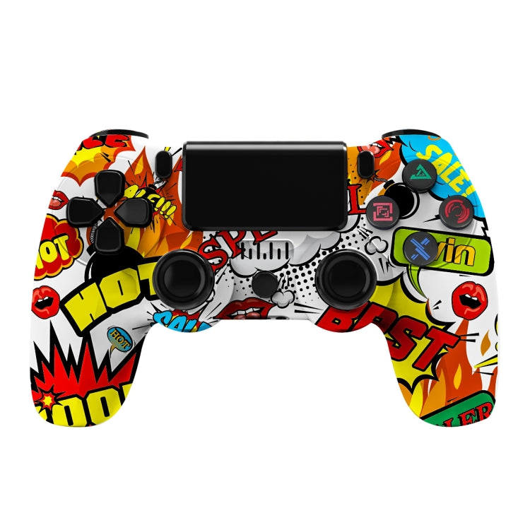 For PS4 Wireless Bluetooth Game Controller With Light Strip Dual Vibration Game Handle, White, Black, Red, Blue, Green, Rose Red, Letter, Line, Fire Ghost, Cartoon, Hulk, Skeleton, Gear, Lightning, Flame, Cloud, Burst, Wood Grain, Star Red             ...