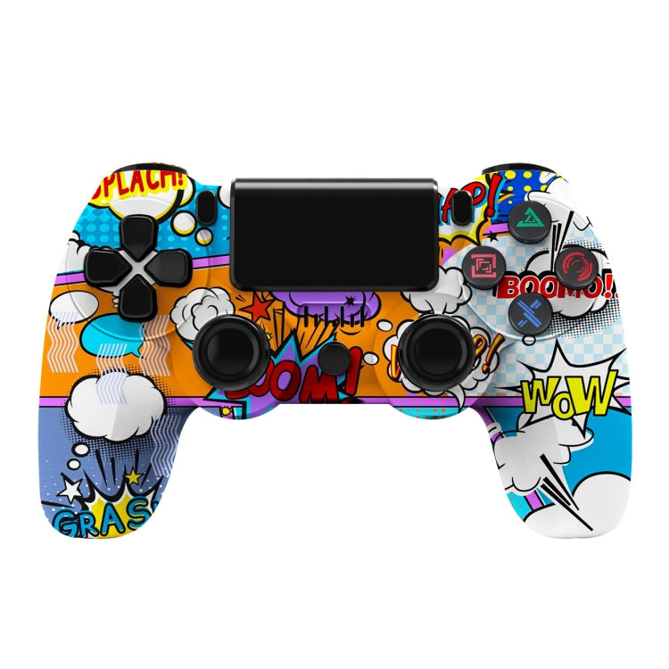 For PS4 Wireless Bluetooth Game Controller With Light Strip Dual Vibration Game Handle, White, Black, Red, Blue, Green, Rose Red, Letter, Line, Fire Ghost, Cartoon, Hulk, Skeleton, Gear, Lightning, Flame, Cloud, Burst, Wood Grain, Star Red             ...