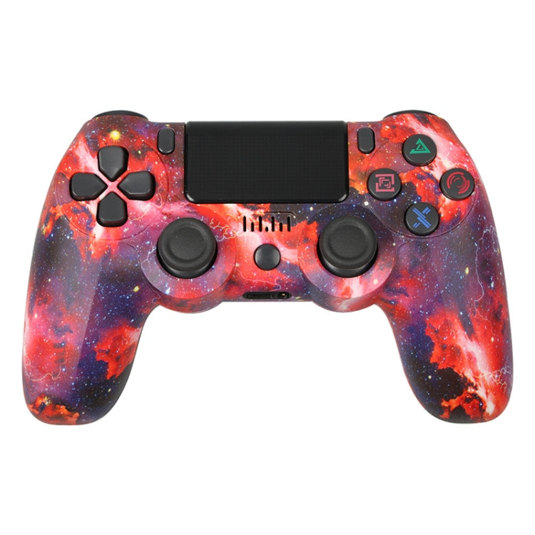 For PS4 Wireless Bluetooth Game Controller With Light Strip Dual Vibration Game Handle, White, Black, Red, Blue, Green, Rose Red, Letter, Line, Fire Ghost, Cartoon, Hulk, Skeleton, Gear, Lightning, Flame, Cloud, Burst, Wood Grain, Star Red             ...