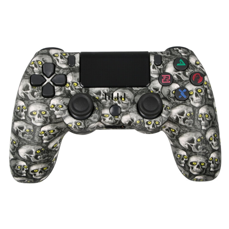 For PS4 Wireless Bluetooth Game Controller With Light Strip Dual Vibration Game Handle, White, Black, Red, Blue, Green, Rose Red, Letter, Line, Fire Ghost, Cartoon, Hulk, Skeleton, Gear, Lightning, Flame, Cloud, Burst, Wood Grain, Star Red             ...
