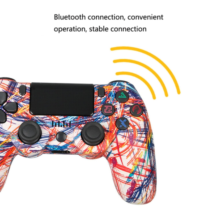 For PS4 Wireless Bluetooth Game Controller With Light Strip Dual Vibration Game Handle, White, Black, Red, Blue, Green, Rose Red, Letter, Line, Fire Ghost, Cartoon, Hulk, Skeleton, Gear, Lightning, Flame, Cloud, Burst, Wood Grain, Star Red             ...