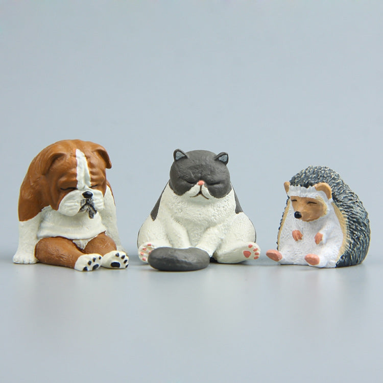 Warm Series Sitting Sleepy Zoo Figure Fridge Magnets, Brown Bear, Pug dog, Fat Cat