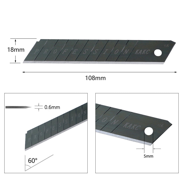 KAKC-18 Black Blade Cutter Blade 18mm Wall Cutter Blade, Specification:, 10pcs /Box, 100pcs /Box