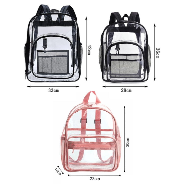 PVC Transparent Waterproof Backpack Student School Bag, Large Purple, Large Light Grey, Large Black, Small Pink, Small Black, Small Gray, Candy Color Black