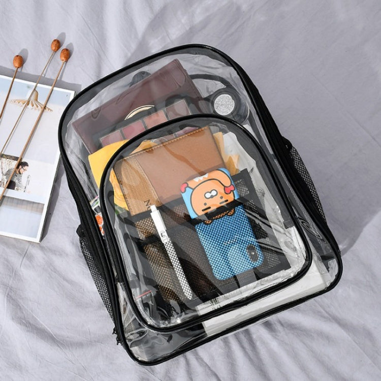 PVC Transparent Waterproof Backpack Student School Bag, Large Purple, Large Light Grey, Large Black, Small Pink, Small Black, Small Gray, Candy Color Black