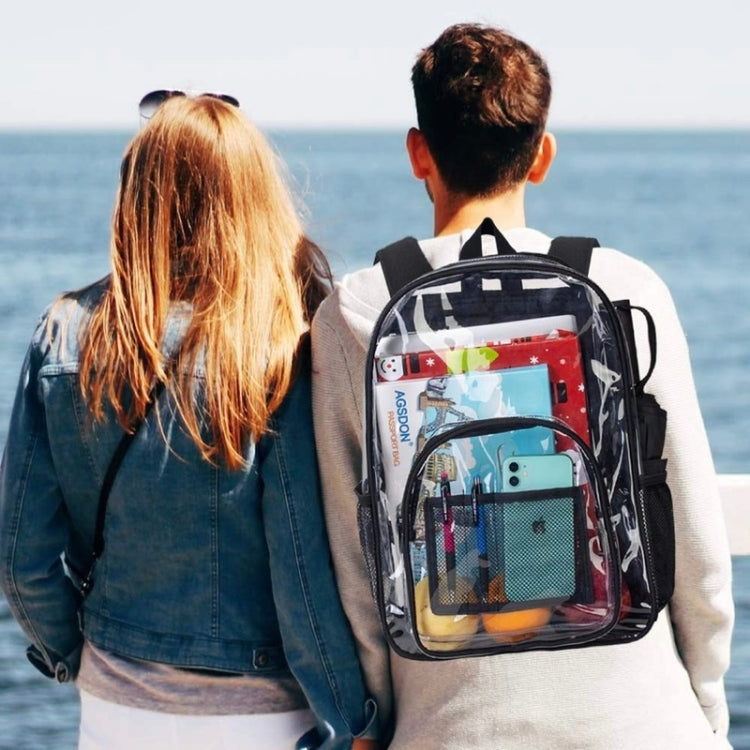 PVC Transparent Waterproof Backpack Student School Bag, Large Purple, Large Light Grey, Large Black, Small Pink, Small Black, Small Gray, Candy Color Black