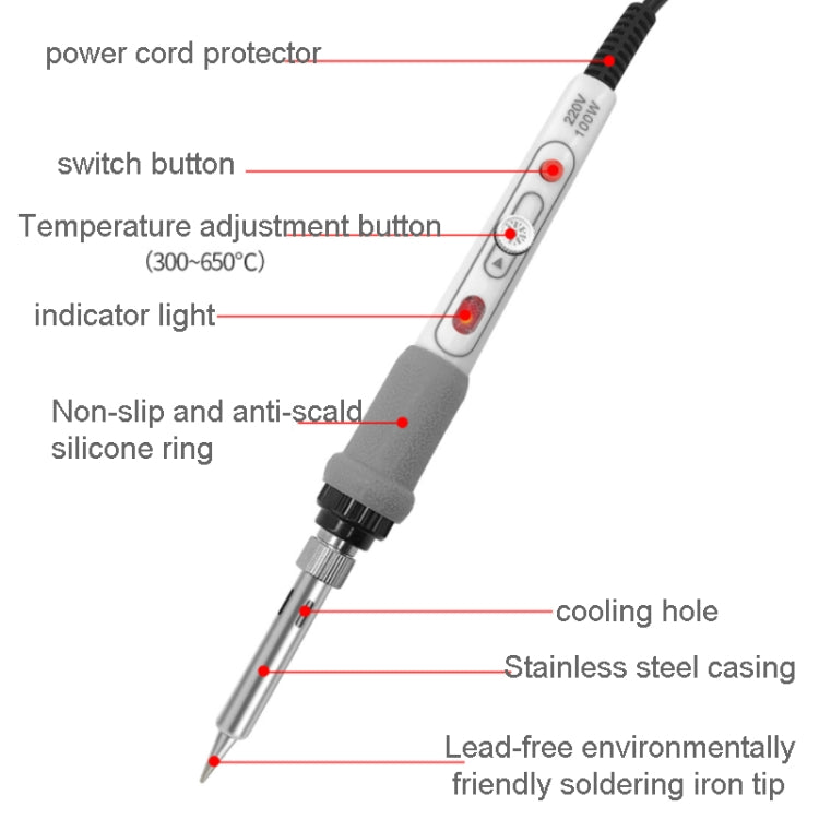 100W 220V High-power Electric Soldering Iron Adjustable Temperature Soldering Tool CN Plug, 1pc, 2pcs Set 1, 2pcs Set 2, 4pcs Set