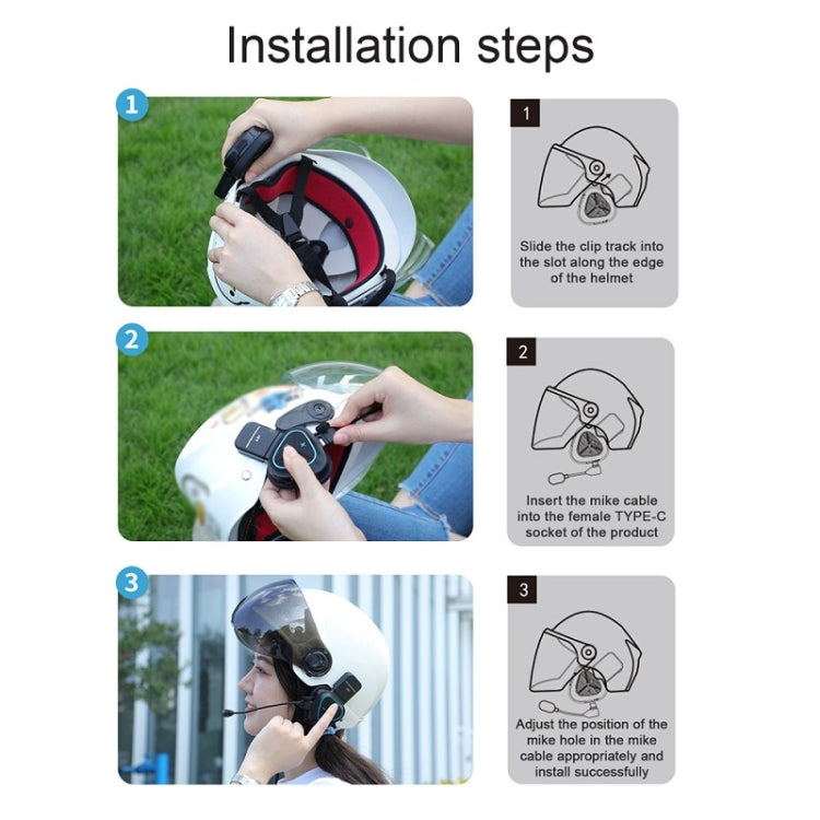 LX1 Motorcycle Half Helmet Waterproof Wireless 5.3 Bluetooth Headset, English