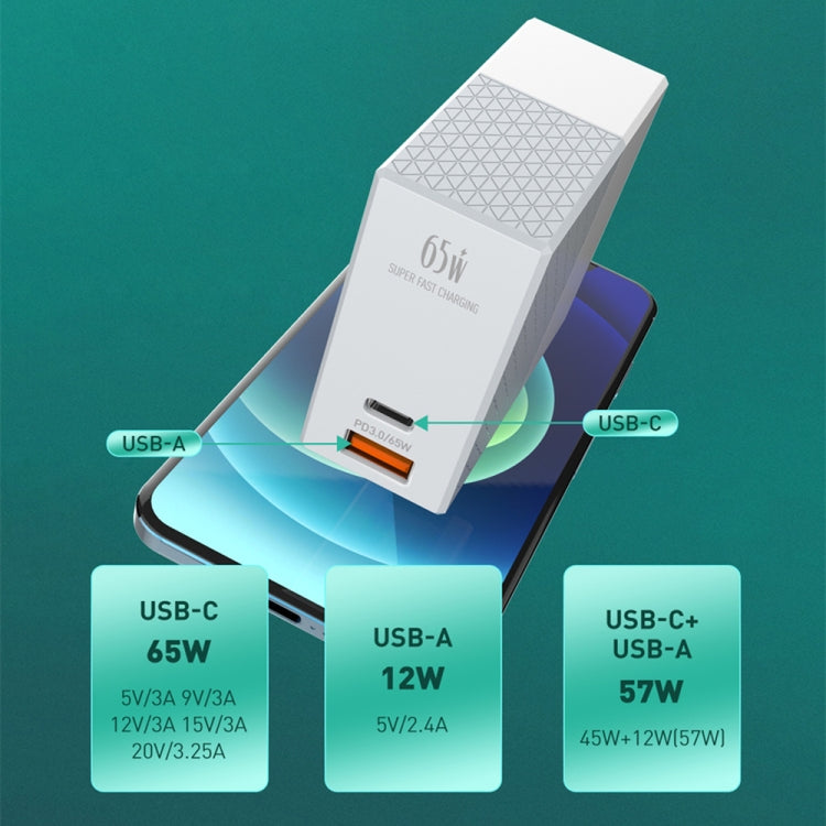 LDNIO A2620C 65W Universal Phone Tablet Charger Type-C/USB-C Port Fast Charger, 65W US Plug, 65W EU Plug, 65W UK Plug