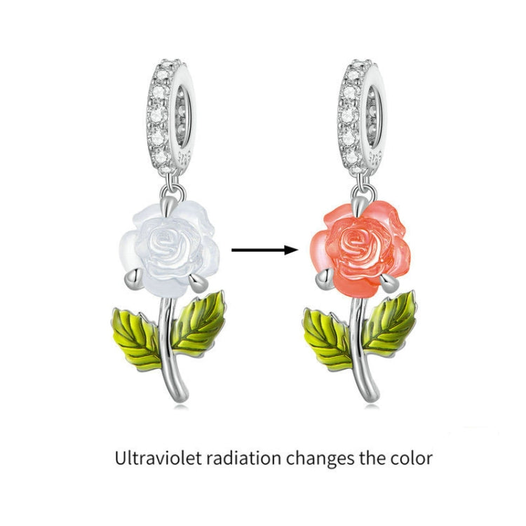Sterling Silver Zircon Rose UV Color Changing Bead Accessory