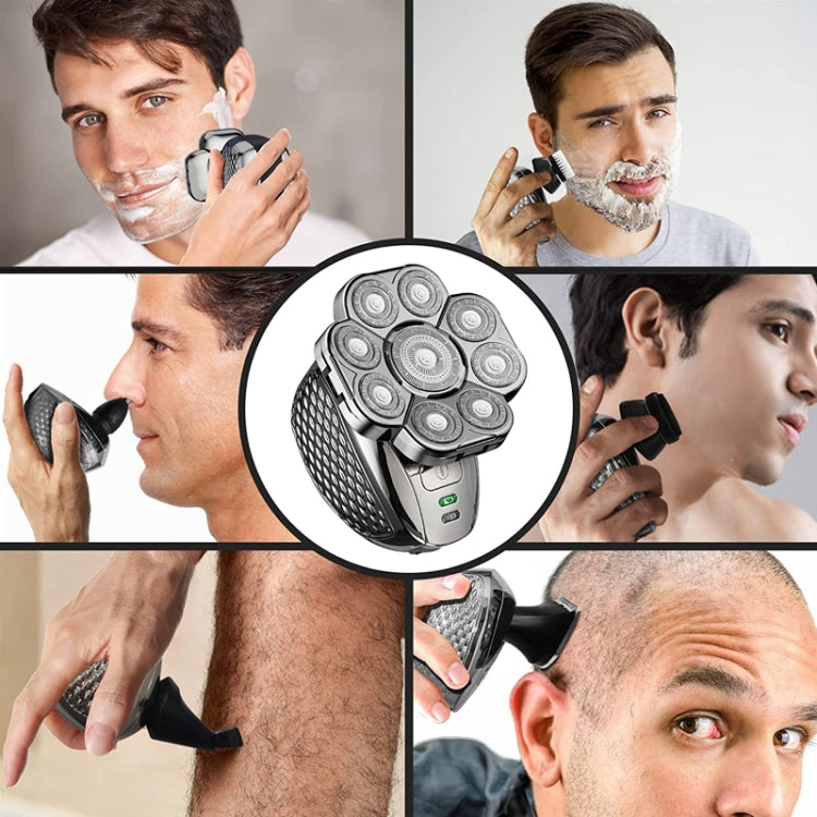 9 Knife Head Multifunctional USB Shaver Full Body Water Washing Shaver Men Hair Bald, 6 In 1