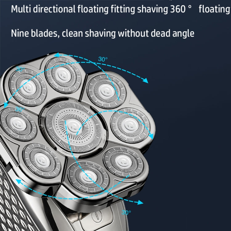 9 Knife Head Multifunctional USB Shaver Full Body Water Washing Shaver Men Hair Bald, 6 In 1
