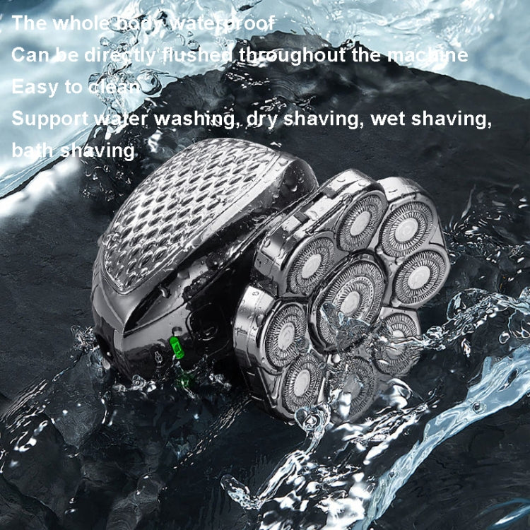 9 Knife Head Multifunctional USB Shaver Full Body Water Washing Shaver Men Hair Bald, 6 In 1