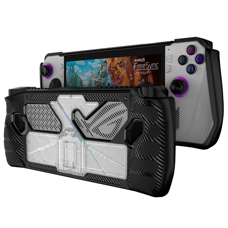 For ASUS Rog Ally Game Console PC+TPU Protective Case Cover With Bracket, PC+TPU  Black+Transparent