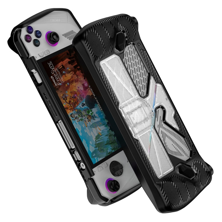 For ASUS Rog Ally Game Console PC+TPU Protective Case Cover With Bracket, PC+TPU  Black+Transparent