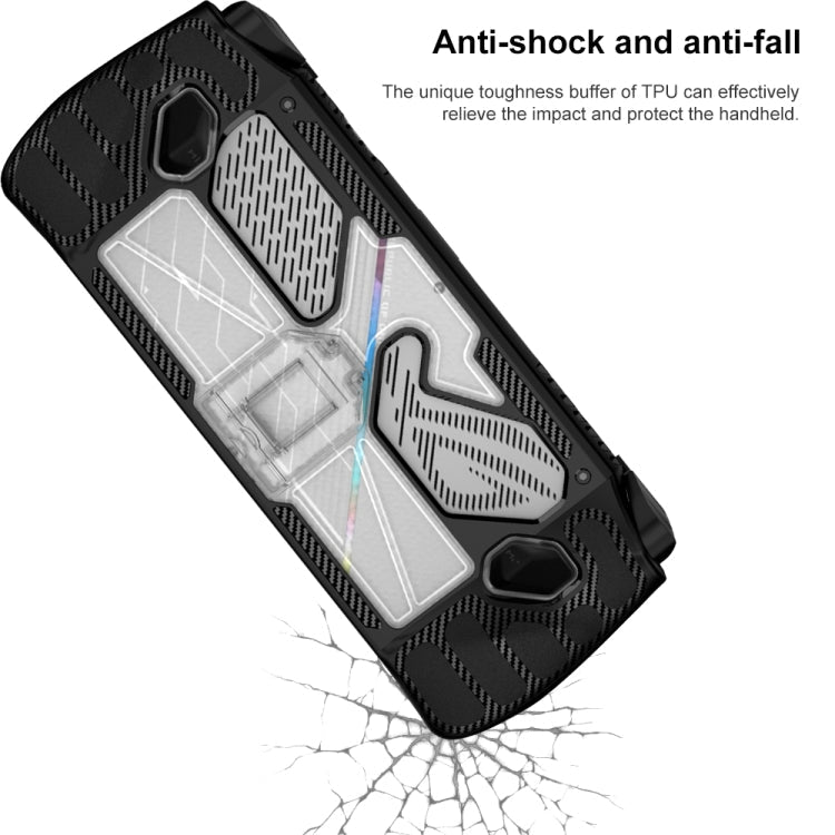 For ASUS Rog Ally Game Console PC+TPU Protective Case Cover With Bracket, PC+TPU  Black+Transparent