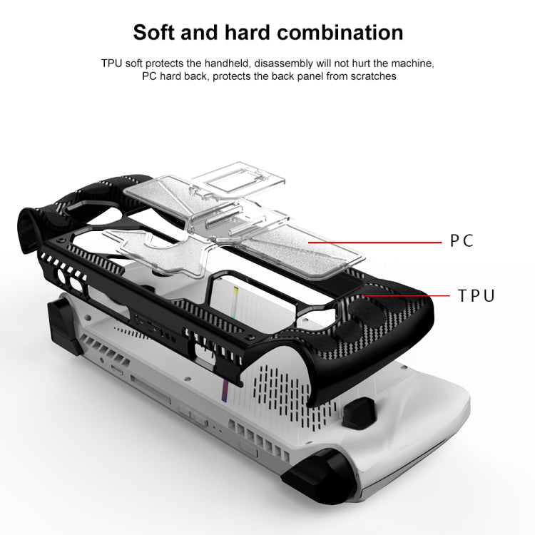 For ASUS Rog Ally Game Console PC+TPU Protective Case Cover With Bracket, PC+TPU  Black+Transparent