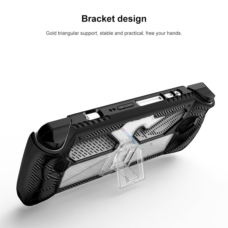 For ASUS Rog Ally Game Console PC+TPU Protective Case Cover With Bracket, PC+TPU  Black+Transparent