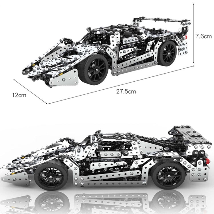 Assembly Metal Car Model Intelligence Handmade Assembly Toy Building Block, Racing Car