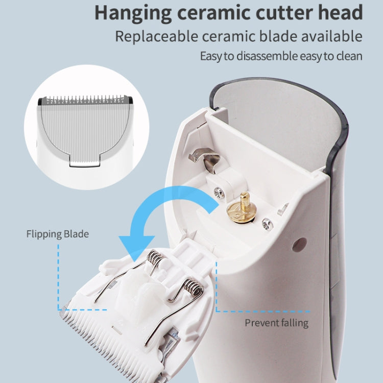 Electric Waterproof Hairdresser Children Low Noise Rechargeable Push Clipper, Suction Upgrade Version White