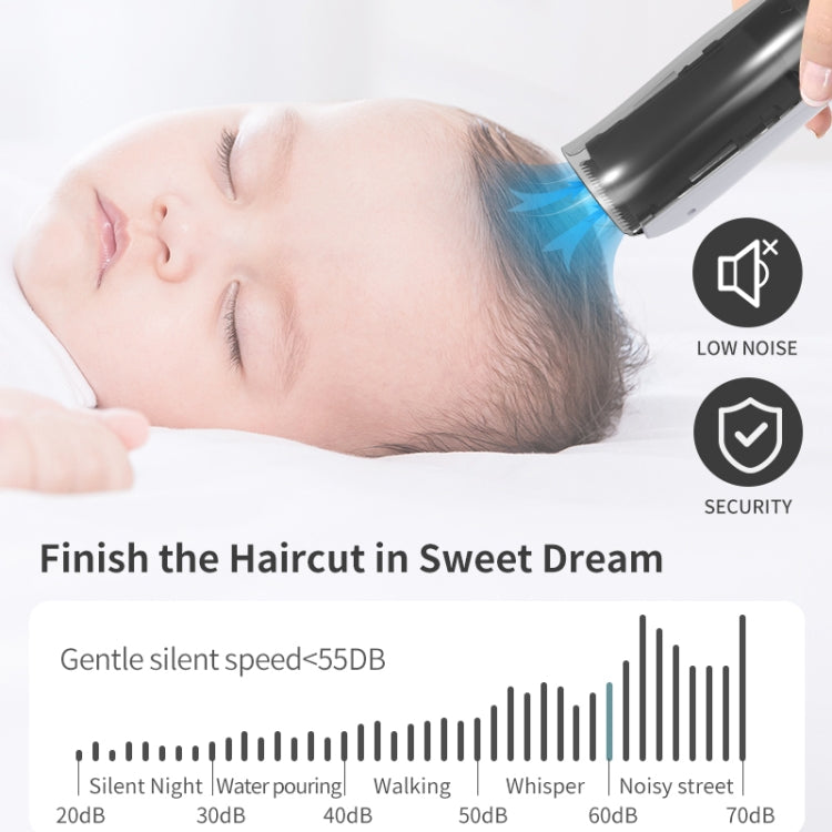 Electric Waterproof Hairdresser Children Low Noise Rechargeable Push Clipper, Suction Upgrade Version White