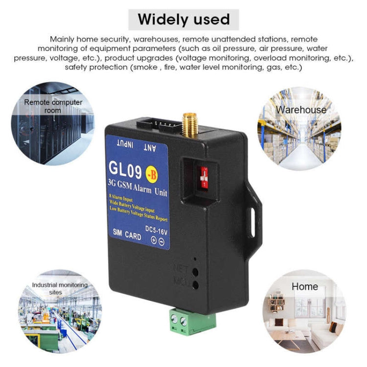GL09-B 3G 8 Channel GSM SMS Alarm System Module For Battery Operated  Alert, GL09-B 3G