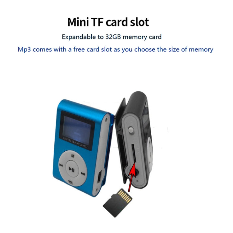 Mini Lavalier Metal MP3 Music Player with Screen, Without Memory Card