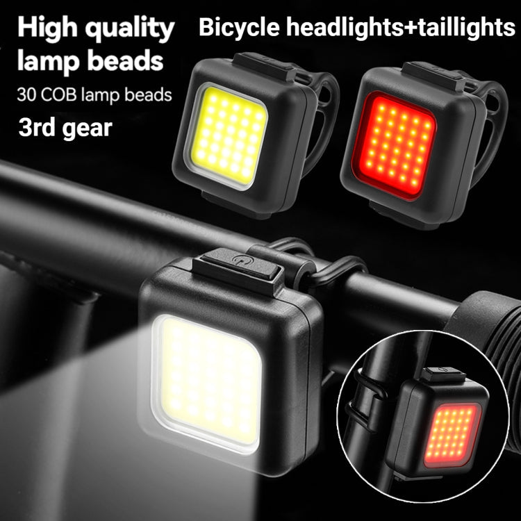 COB Lamp Beads Mini Mountain Bike Light USB Rechargeable Cycling Waterproof MTB Road Bike Lamp, White Headlight, Red Taillight, White Headlight+Red Taillight