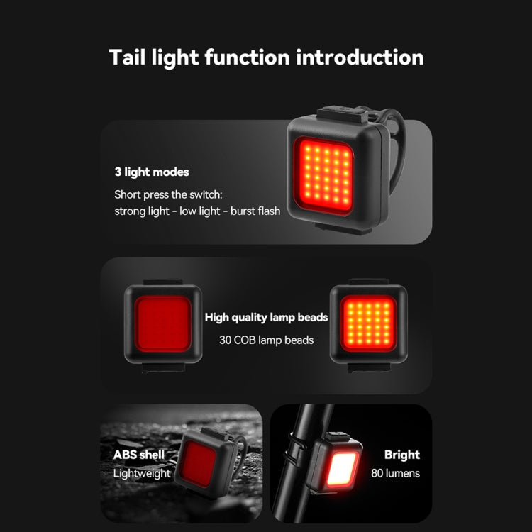 COB Lamp Beads Mini Mountain Bike Light USB Rechargeable Cycling Waterproof MTB Road Bike Lamp, White Headlight, Red Taillight, White Headlight+Red Taillight