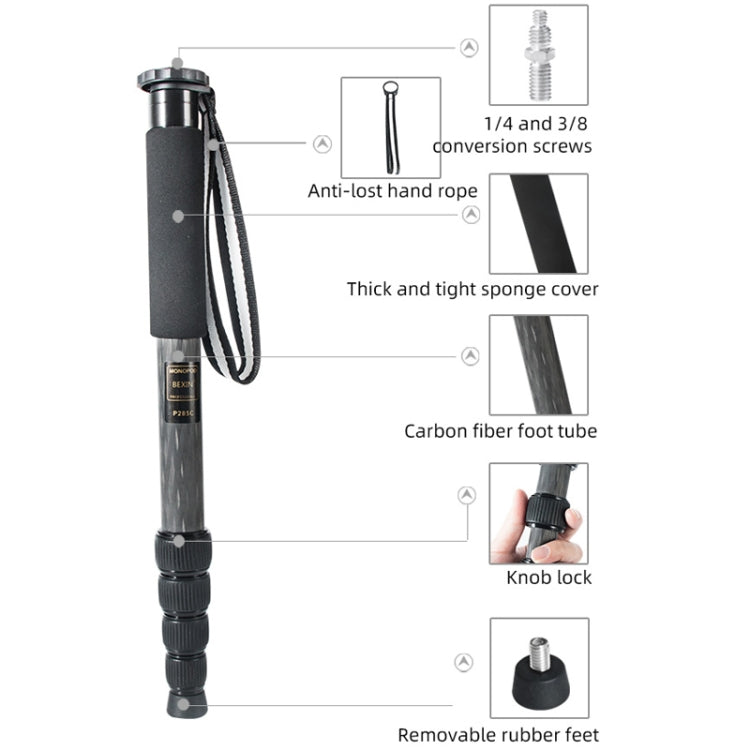 Carbon Fiber DSLR Camera Monopod Mountaineering Stick Photography Selfie Holder, P285C