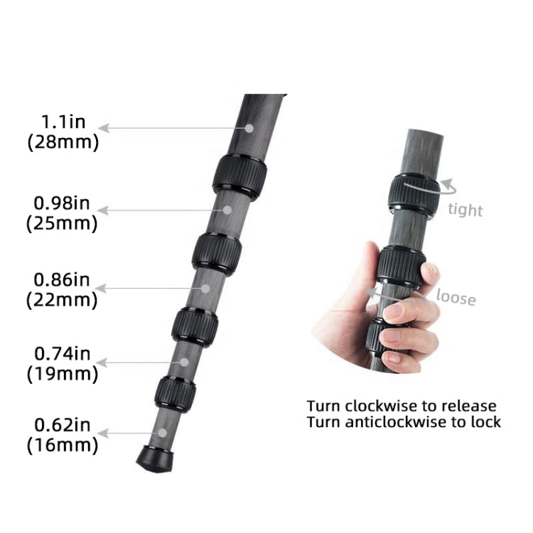 Carbon Fiber DSLR Camera Monopod Mountaineering Stick Photography Selfie Holder, P285C