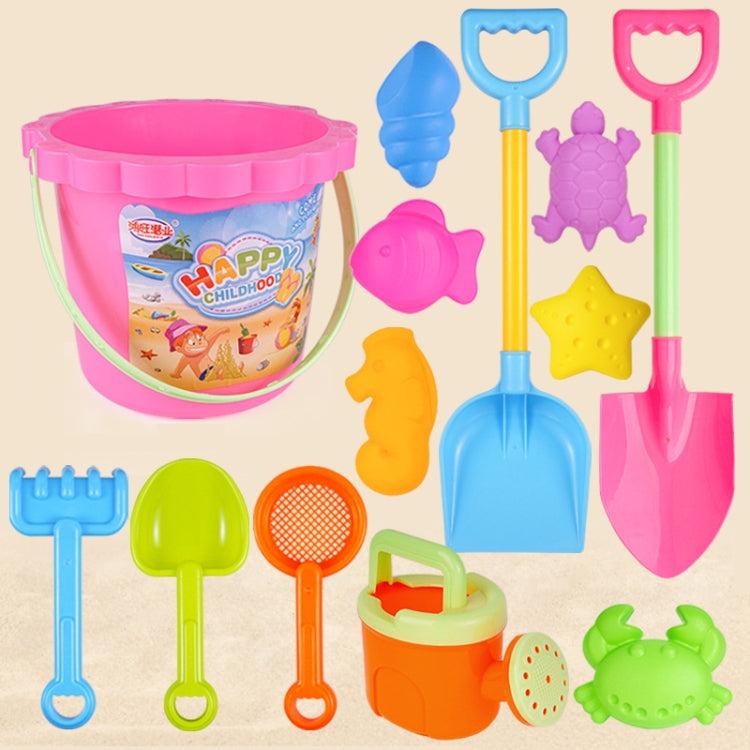 13pcs/Set Children Beach Toys Set Large Sand Shovel Bucket Sand Digging Tools Hourglass, Blue Round Castle, Pink Round Castle, Green Round Castle, Blue Lace Barrel, Pink Lace Barrel, Purple Lace Barrel, Blue Square Castle, Pink Square Castle           ...