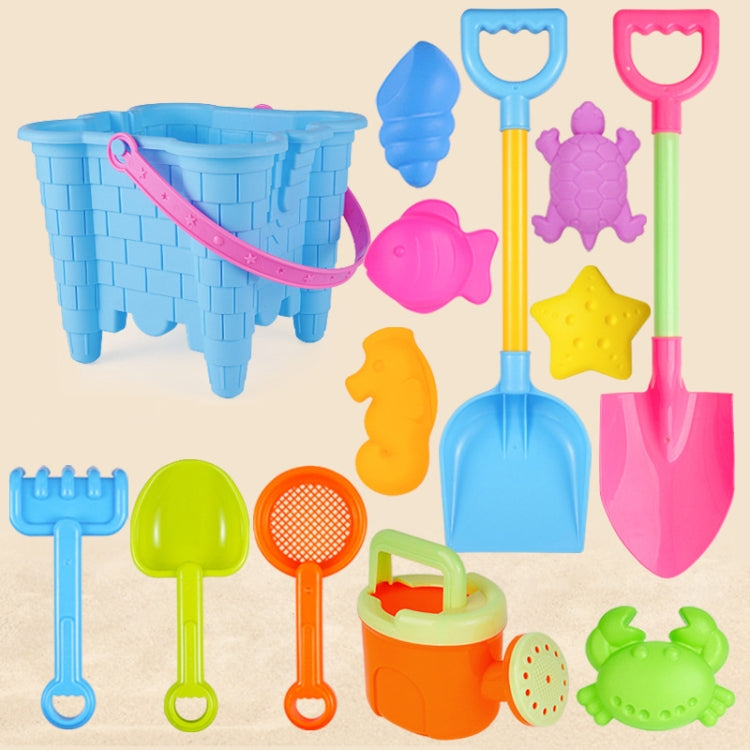 13pcs/Set Children Beach Toys Set Large Sand Shovel Bucket Sand Digging Tools Hourglass, Blue Round Castle, Pink Round Castle, Green Round Castle, Blue Lace Barrel, Pink Lace Barrel, Purple Lace Barrel, Blue Square Castle, Pink Square Castle           ...
