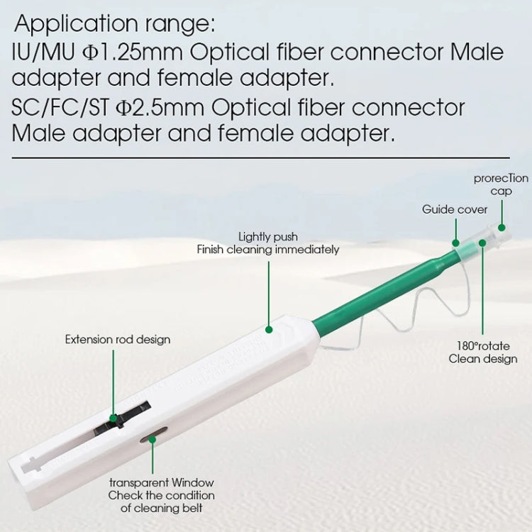 2pcs /Set Fiber Optic Cleaning Pen Endface Cleaner Fiber Optic Cleaning Tool for 1.25mm LC/Mu and 2.5mm SC/ST/FC, SC+LC