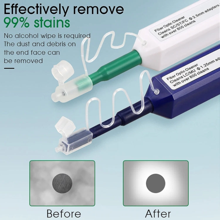 2pcs /Set Fiber Optic Cleaning Pen Endface Cleaner Fiber Optic Cleaning Tool for 1.25mm LC/Mu and 2.5mm SC/ST/FC, SC+LC