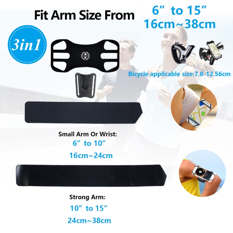 3 In 1 Four Jaws Detachable Swivel Arm Wrist Strap Bicycle Holder For 4.5-6.5 inch Phones, 3 In 1 (Blue)