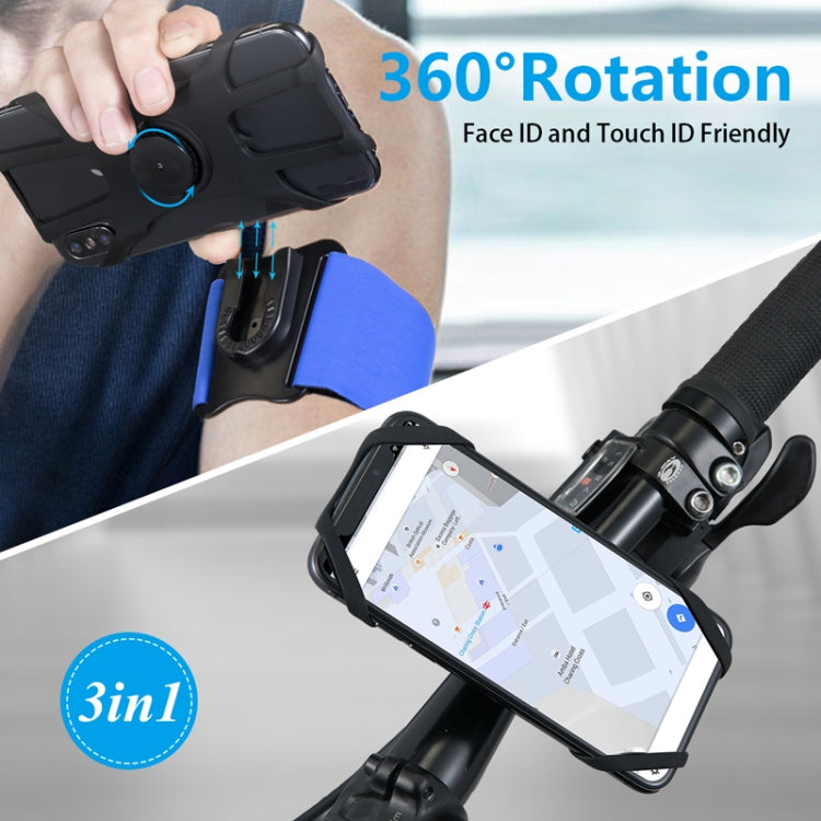 3 In 1 Four Jaws Detachable Swivel Arm Wrist Strap Bicycle Holder For 4.5-6.5 inch Phones, 3 In 1 (Blue)
