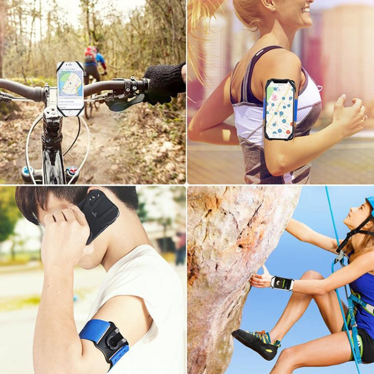 3 In 1 Four Jaws Detachable Swivel Arm Wrist Strap Bicycle Holder For 4.5-6.5 inch Phones, 3 In 1 (Blue)