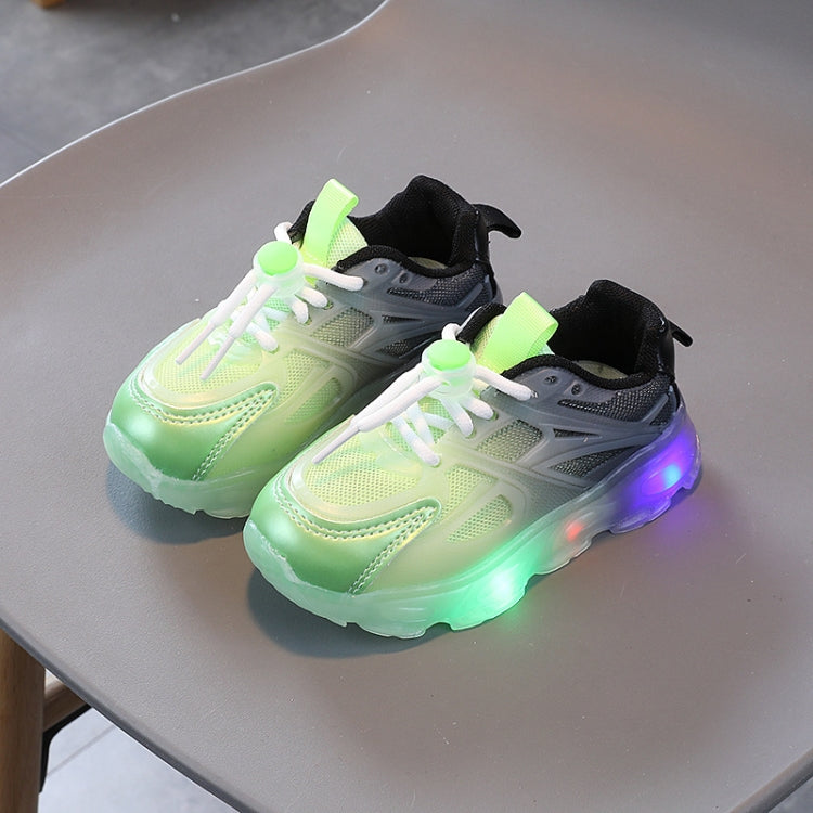 WISDOMFROG Girls Sneakers LED Light Up Boys Gradient Mesh Shoes Children Footwear, 29