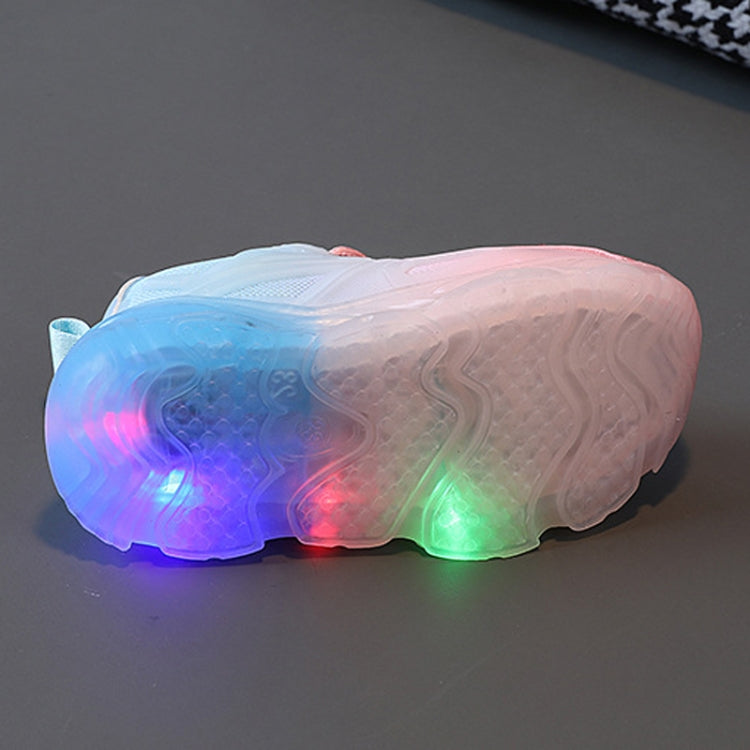 WISDOMFROG Girls Sneakers LED Light Up Boys Gradient Mesh Shoes Children Footwear, 21, 22, 23, 24, 25, 26, 27, 28