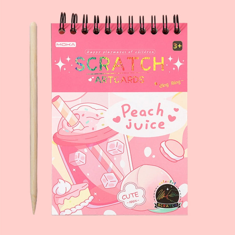 Hand Painted Scratch Paper Colorful Coil Scratchbook With Pen, Haruita Huahua, Peach Juice, Millet