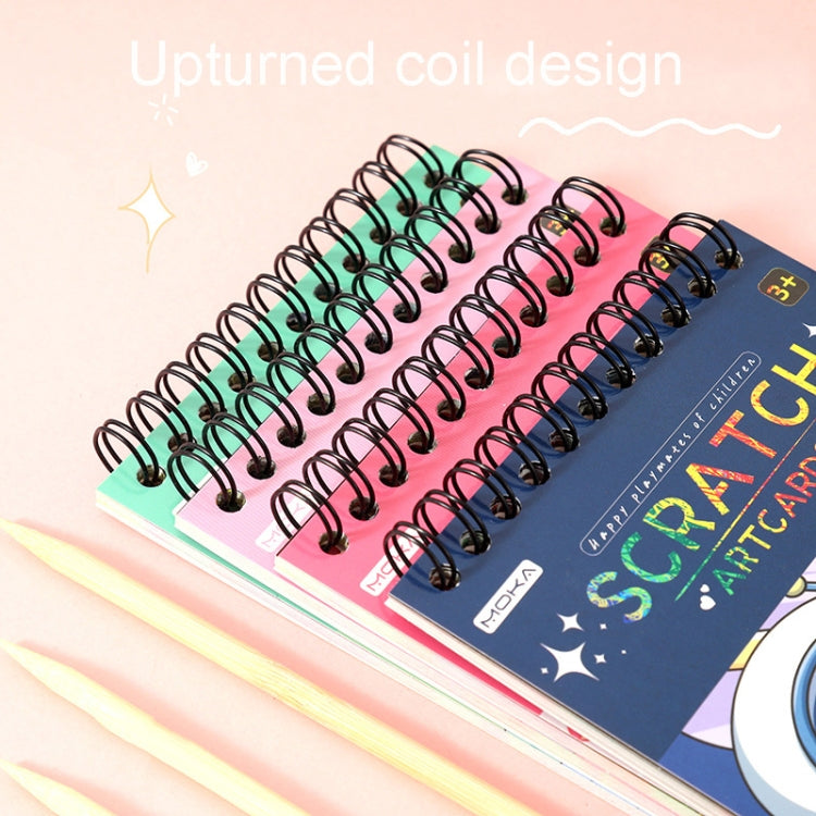 Hand Painted Scratch Paper Colorful Coil Scratchbook With Pen, Haruita Huahua, Peach Juice, Millet