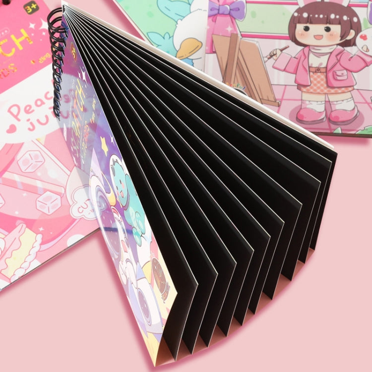 Hand Painted Scratch Paper Colorful Coil Scratchbook With Pen, Haruita Huahua, Peach Juice, Millet